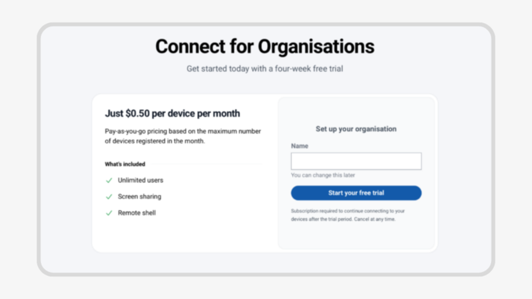 Raspberry Pi Connect for Organisations with full-screen support 